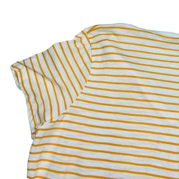 Madewell Theresa Striped Short Sleeve V Neck Top In Pollen Yellow Cotton Size 2X - Picture 9 of 13